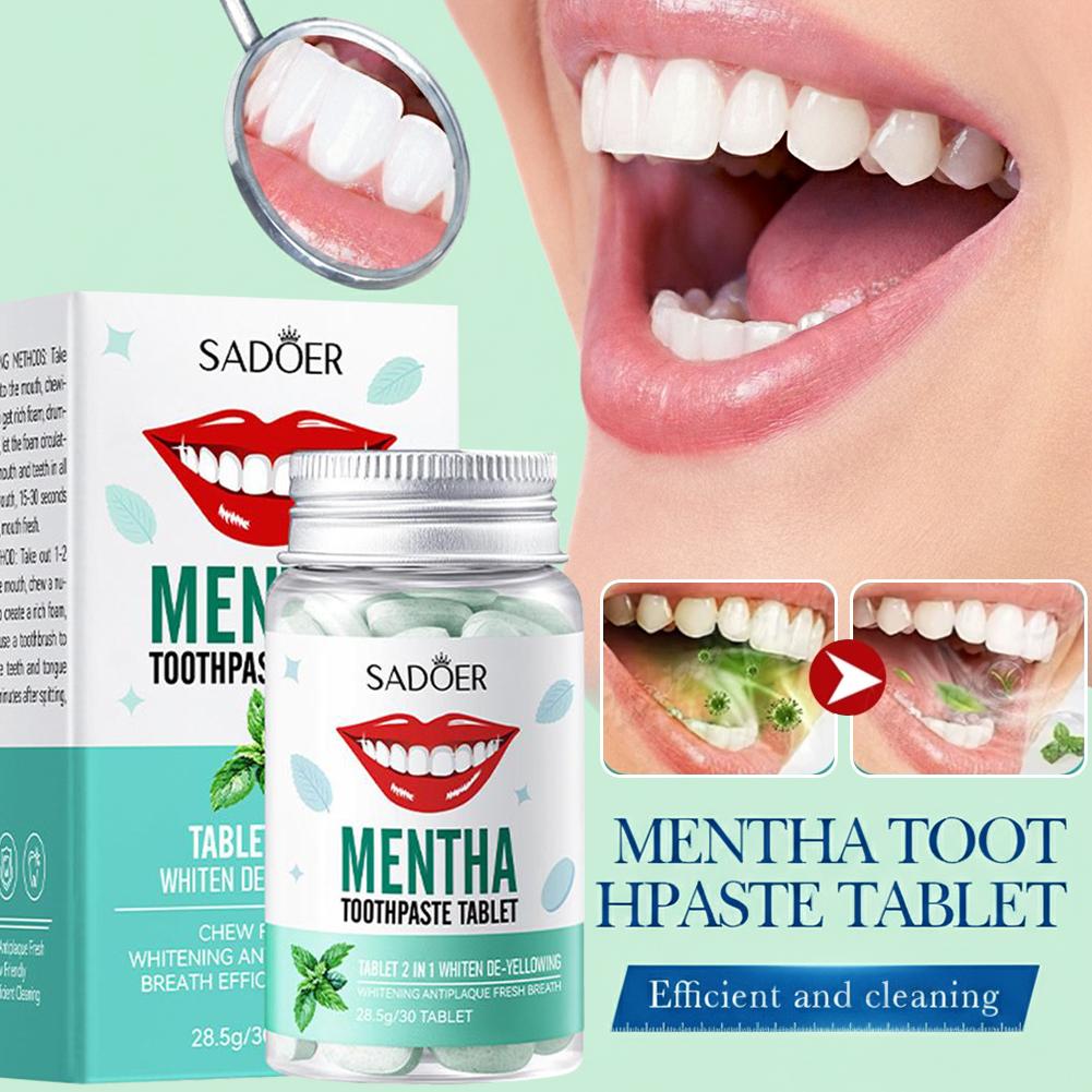 Whitening Mouthwash - 30Pcs Solid Toothpaste Tablets Teeth Whitening