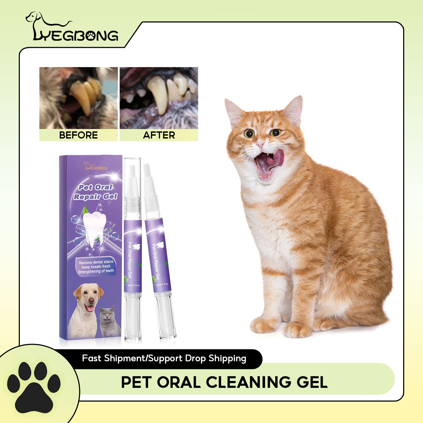 Teeth Whitening Mouthwash - Pet Oral Repair Gel Puppy Tartar