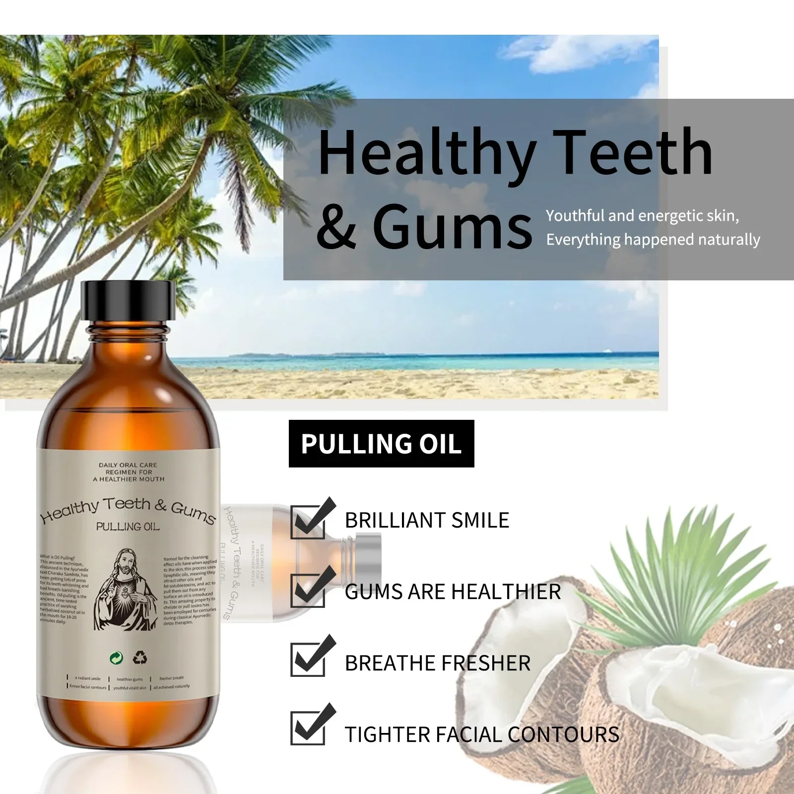 Coconut Pulling Oil Mouthwash  - огляд і ціна Whitening Mouthwash