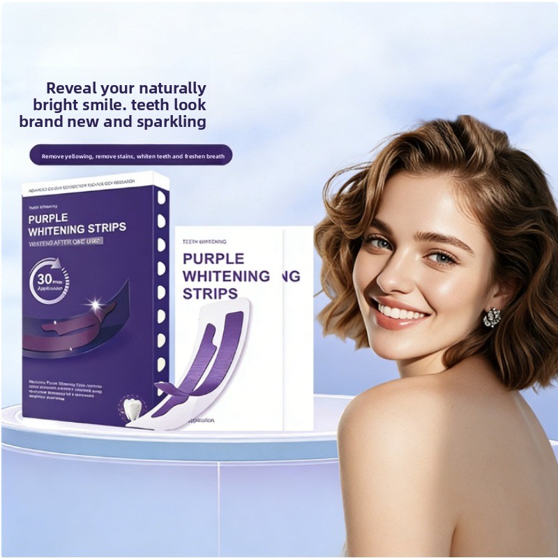 V34 Purple Glowing Dry Tooth S - огляд і ціна Teeth Whitening Strips