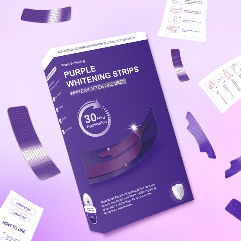 V34 Purple Glowing Dry Tooth S - огляд і ціна Teeth Whitening Strips