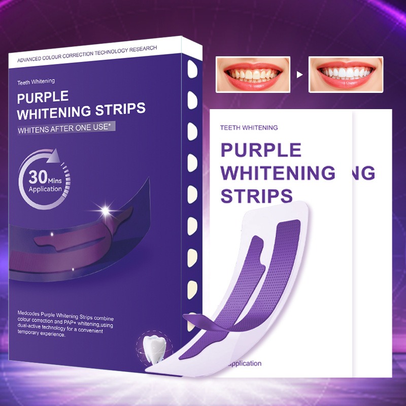 V34 Purple Glowing Dry Tooth S - огляд і ціна Teeth Whitening Strips